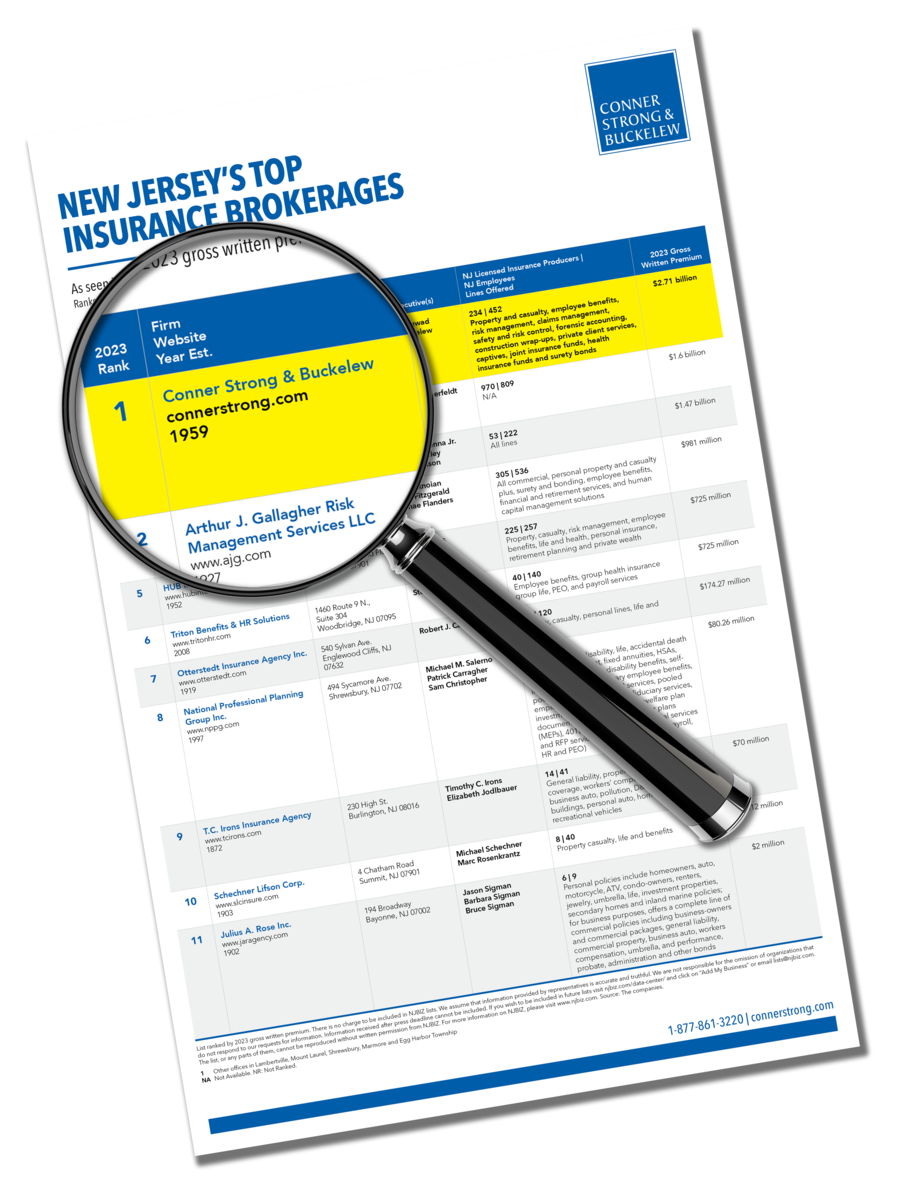 #1 Largest New Jersey-Based Insurance Brokerage - Conner Strong